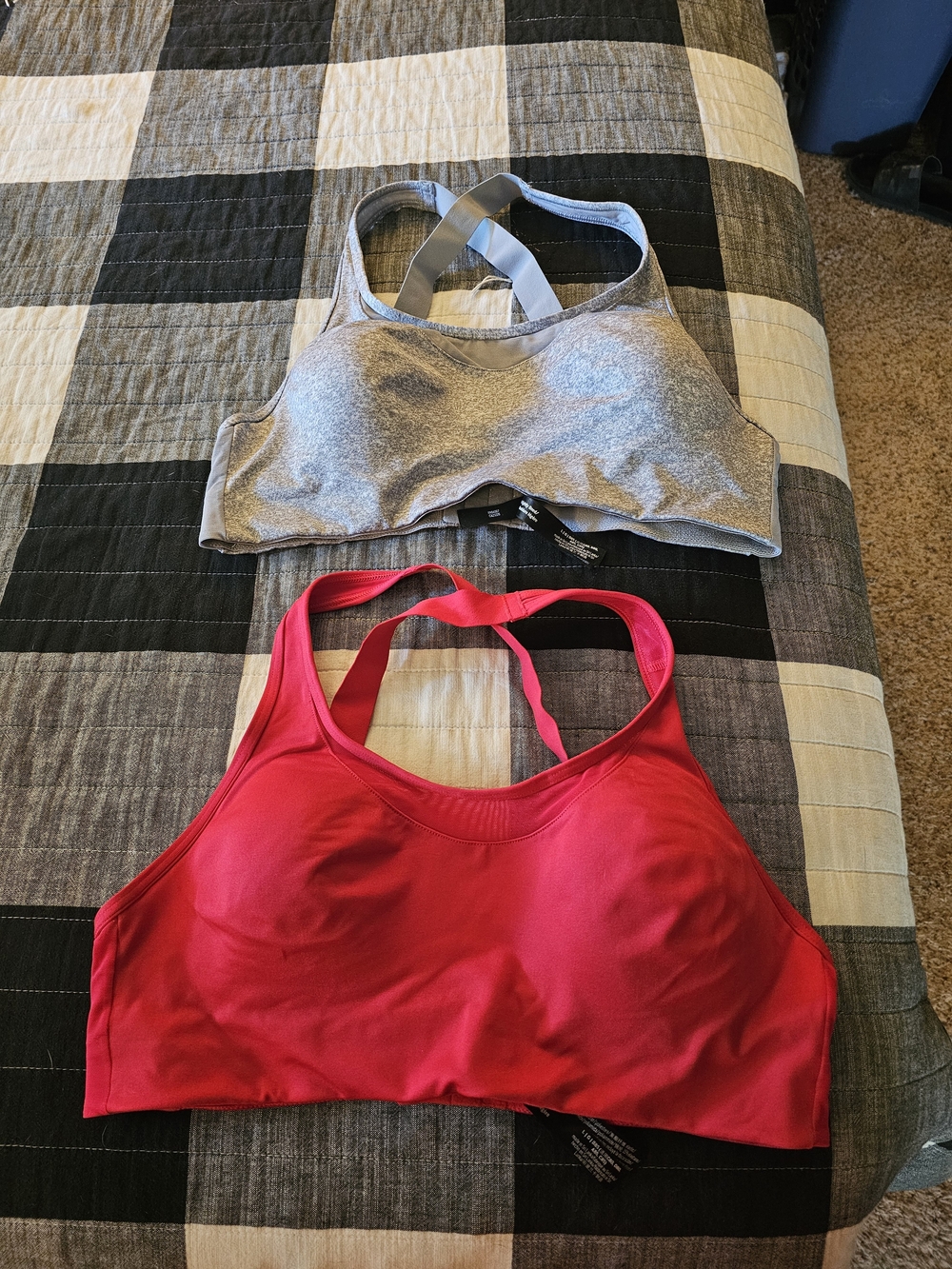 PINK Victoria's Secret Red & Silver Racerback Sports Bras Duo